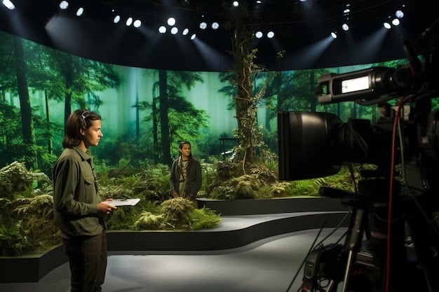 A wide shot of a significant setting or location in the episode, showcasing the environment and atmosphere that contribute to the narrative. The lighting and composition should evoke the mood of the scene.