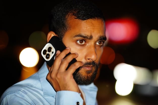A close-up shot of an actor looking distraught while interacting with a futuristic-looking device, possibly a VR headset or an advanced smartphone. The background is blurred to focus on the emotional intensity of the actor's face.