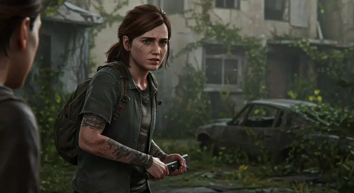 Ellie navigating dangerous urban ruins in The Last of Us Season 2