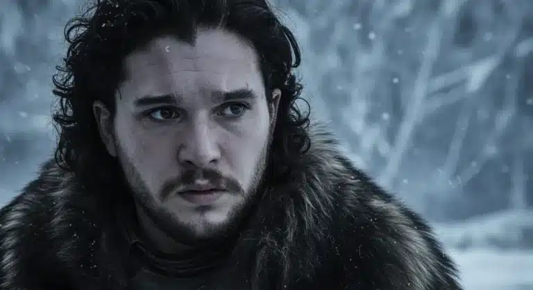Jon Snow contemplating a snowy landscape, hinting at future storyline in Game of Thrones spinoff 'Snow'