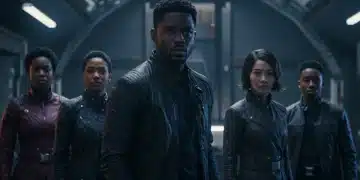 Dramatic scene from Nexus Prime 2026 mid-season finale, characters facing a major revelation.