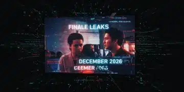 Dramatic fragmented TV screen with glitch effects revealing major TV series finale leaks for December 2026