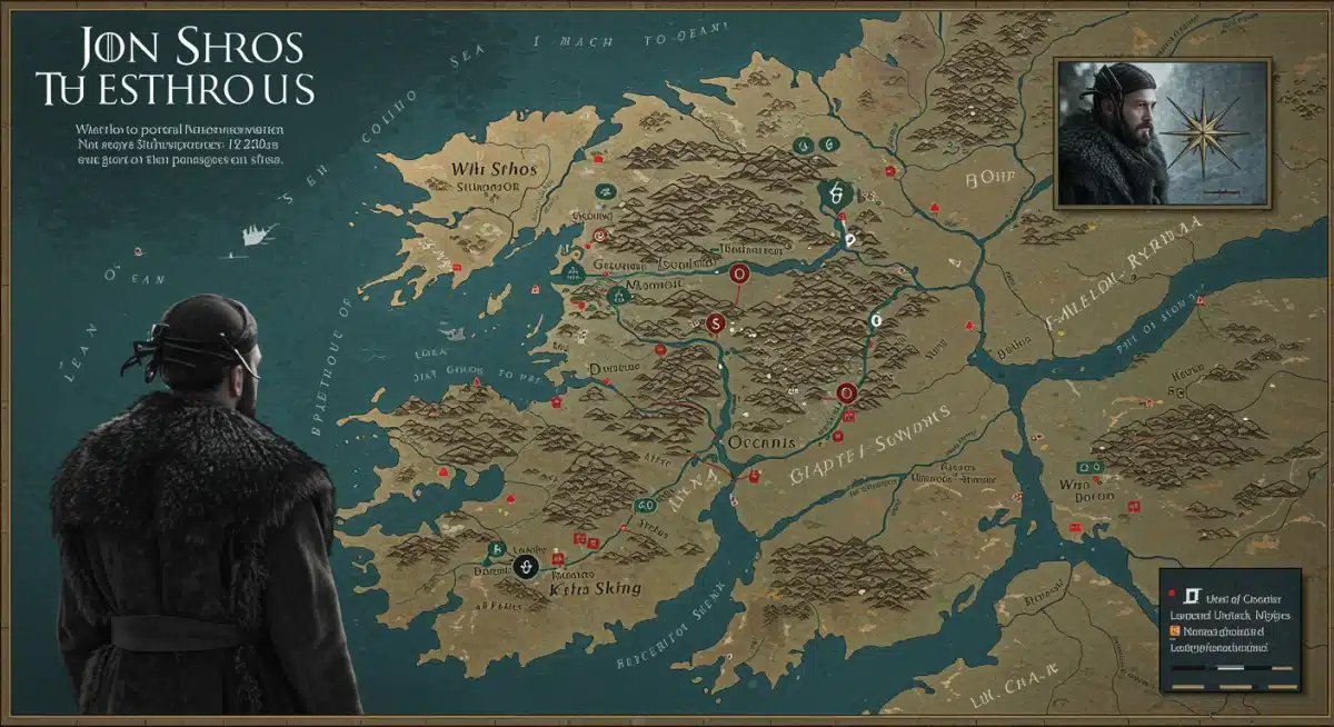 Detailed map of Westeros highlighting key regions for the 'Snow' spinoff's storyline