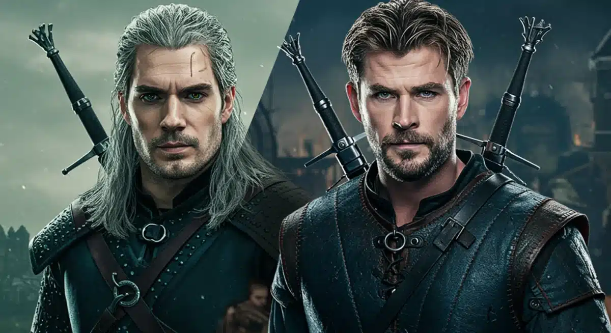 Comparison of Henry Cavill and Liam Hemsworth as Geralt of Rivia for Witcher Season 4 Recasts.