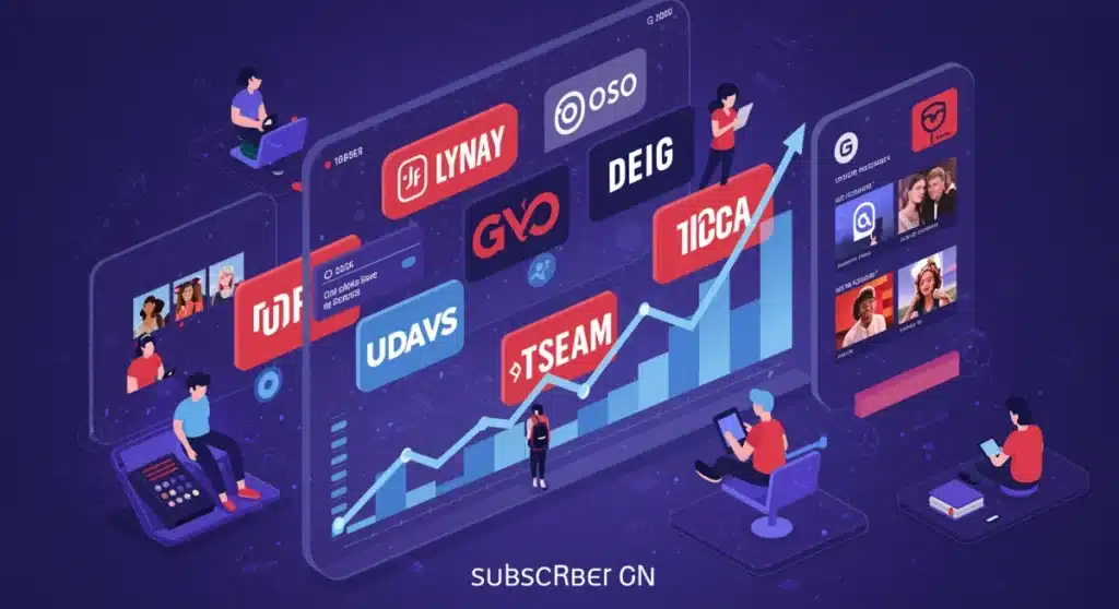 Illustration of streaming platforms with surging subscriber numbers in Q1 2026