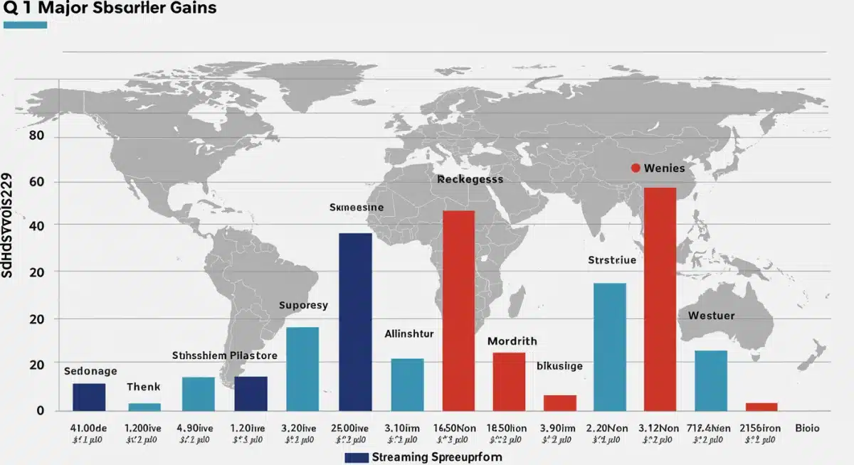 Bar chart showing Q1 2026 streaming subscriber growth by platform