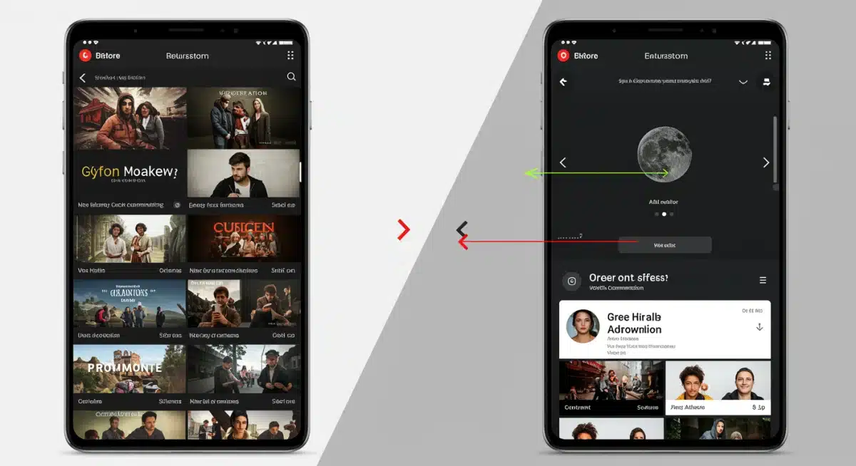 Before and after comparison of streaming UI improvements