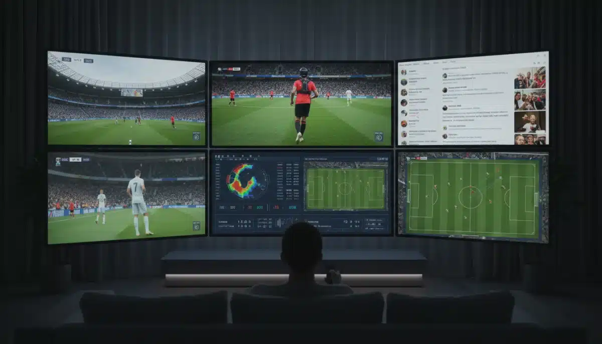 Multi-screen personalized sports viewing with data and alternate angles.