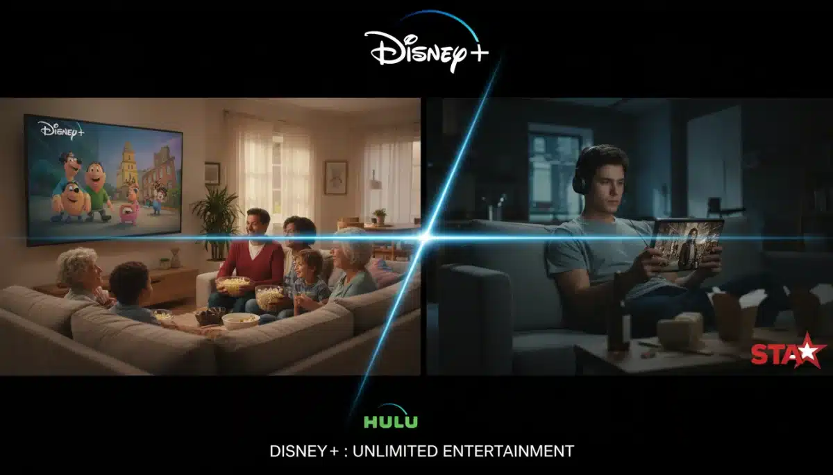 Demographic representation of Disney+ users watching diverse content, including family and adult-oriented programming.