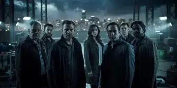 Protagonists facing an uncertain future in a dramatic season finale scene.