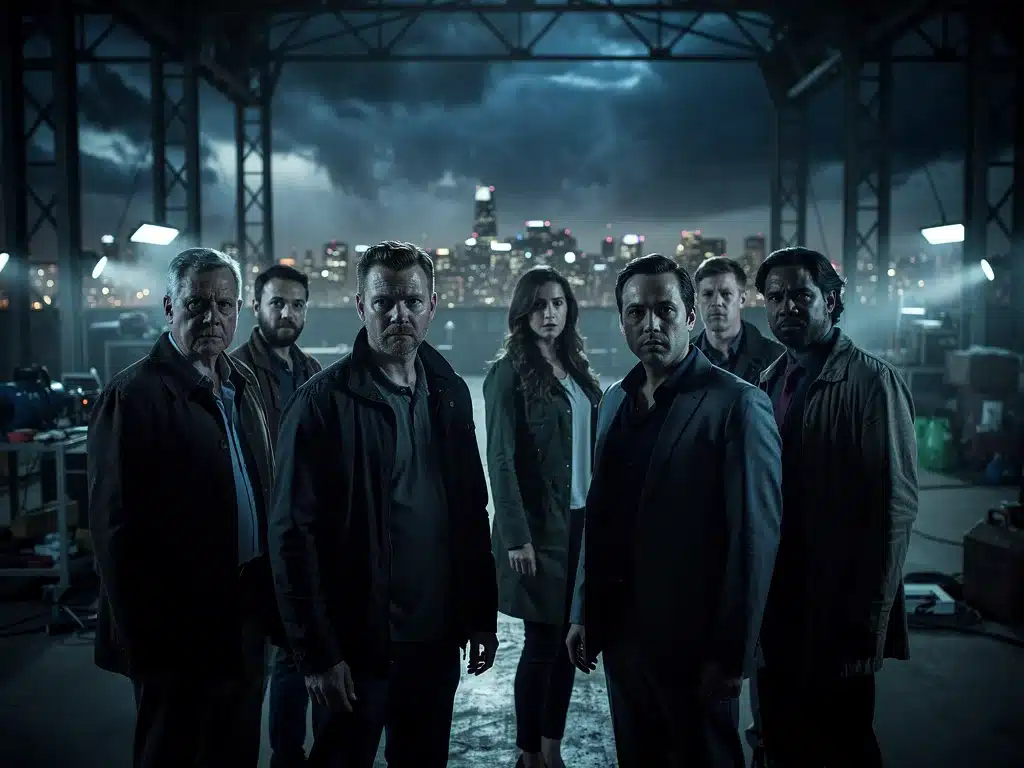 Protagonists facing an uncertain future in a dramatic season finale scene.