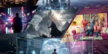 Dynamic collage of popular TV series representing the evolution of storytelling in 2026
