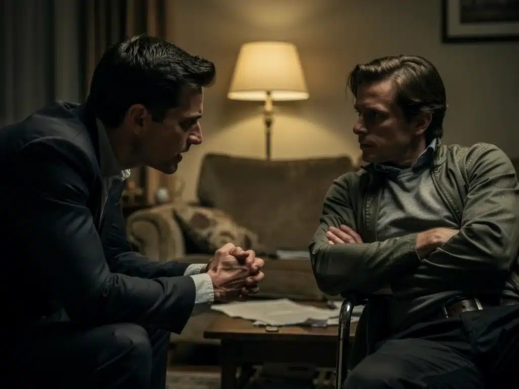 Two characters in an intense discussion, symbolizing evolving relationships in HBO Original.