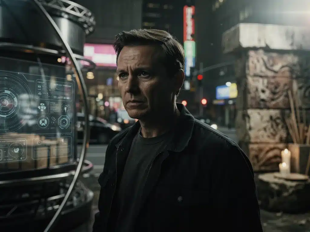 Central character from new HBO series deep in thought, reflecting complex character arc.