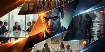 Dramatic scenes from leading streaming service shows, symbolizing intense competition.