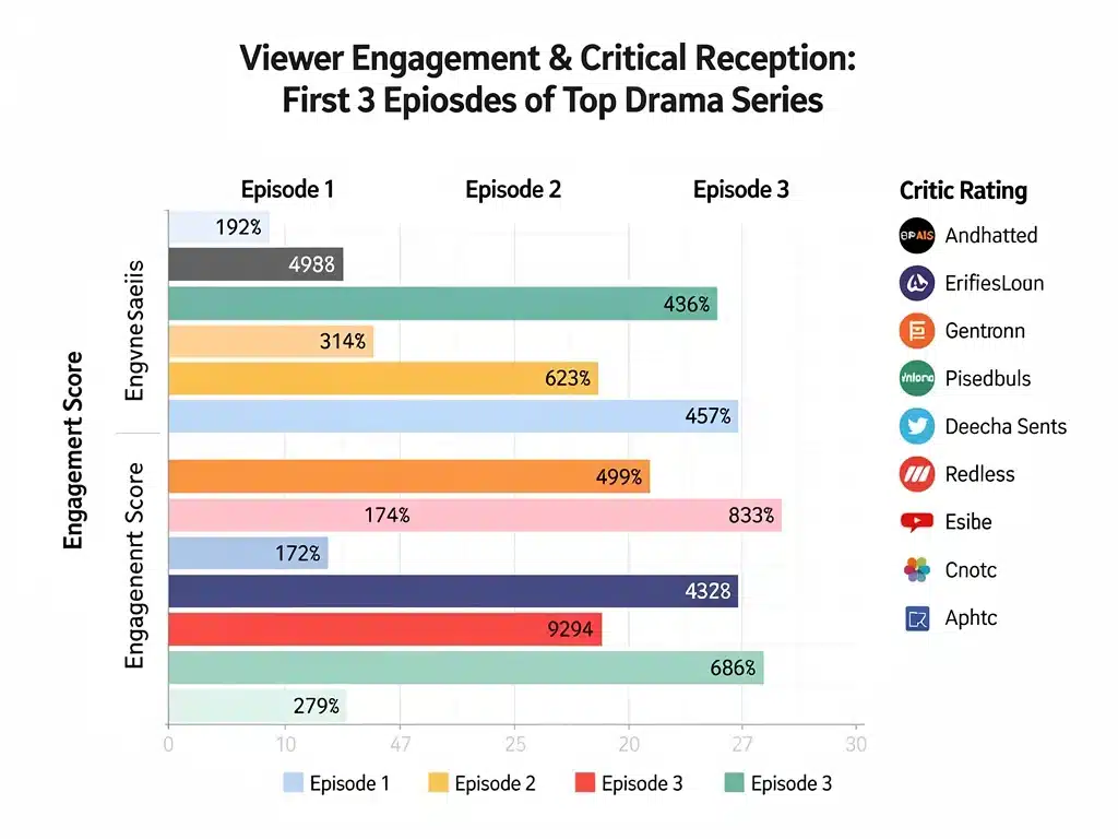 Chart showing viewer engagement and critical scores for early episodes of drama series.