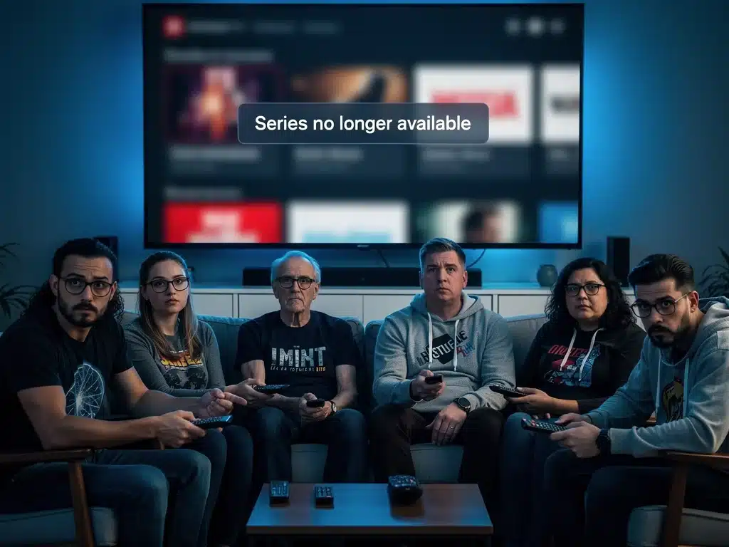 Illustration of science-fiction fans reacting to streaming series cancellations